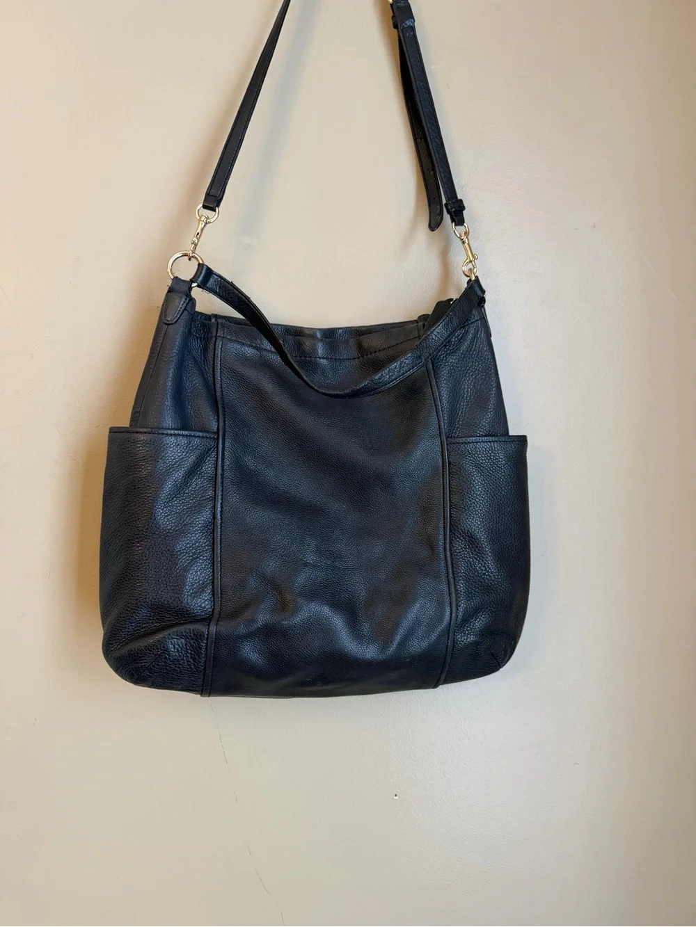 COACH CHICAGO GALLERY HOBO HANDBAG SHOULDER BAG 33436 Black Pebbled Leather
